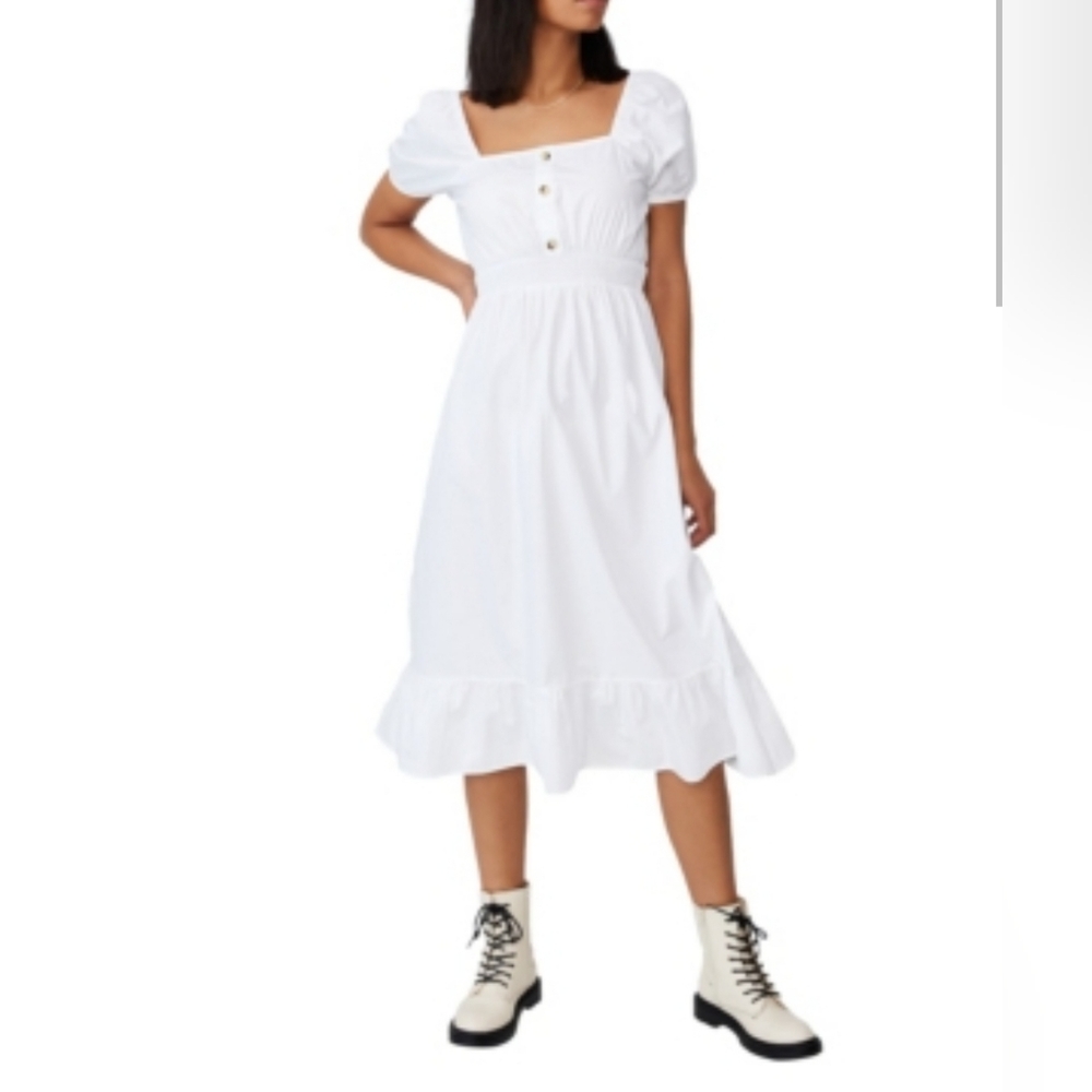 Cotton On Everly Short Sleeve Midi Corset Dress White L NWT